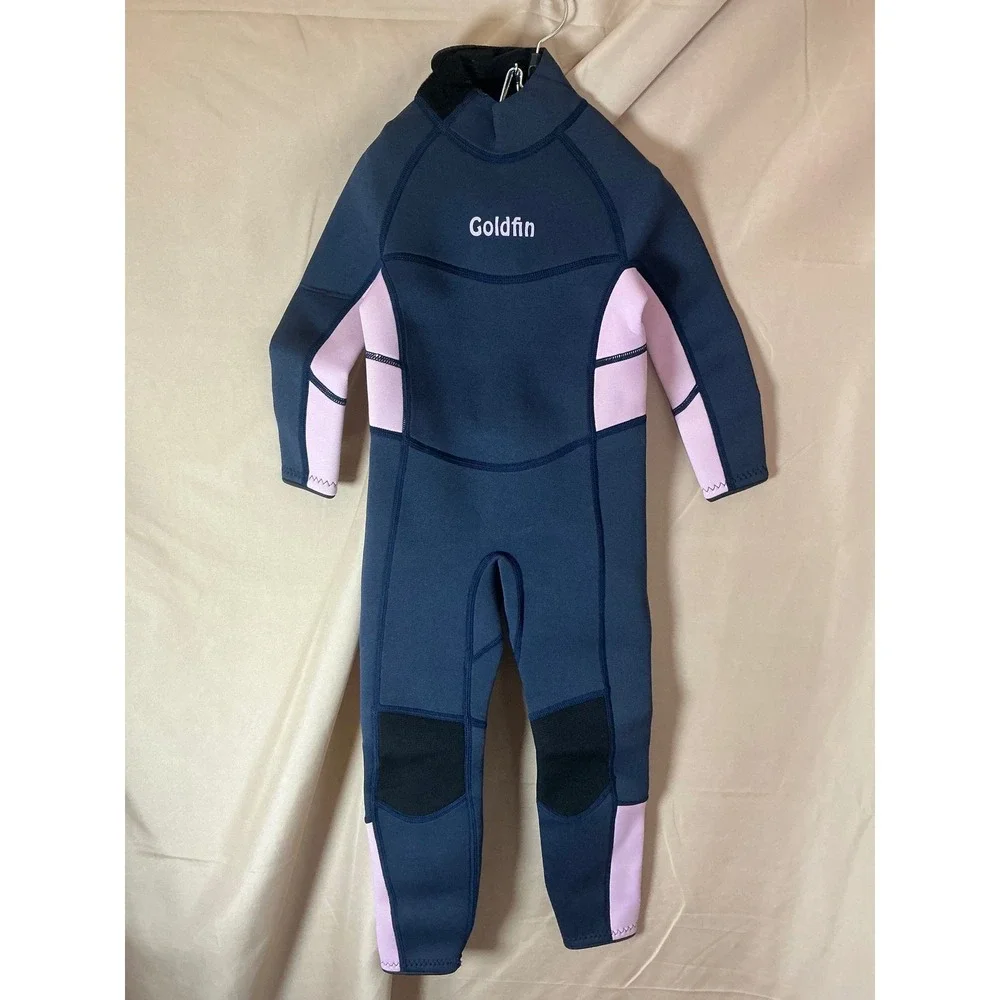 Goldfin Wetsuit Kids Youth Navy Purple Excellent Full Body Neoprene Back Zip